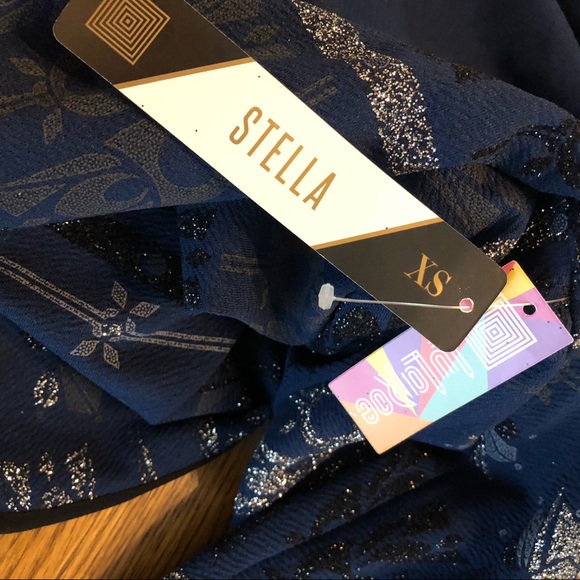 ⭐️ NWT LulaRoe Elegant Collection Stella Bolero Jacket Navy Black Silver Glitter - Picture 12 of 14